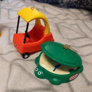 Hallmark Turtle Sandbox and Cozy Coupe Ornaments